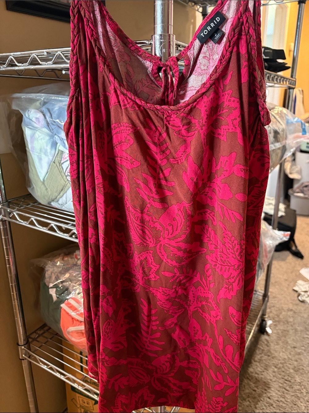 torrid Hot Pink Floral Print Tank Dress on Brown